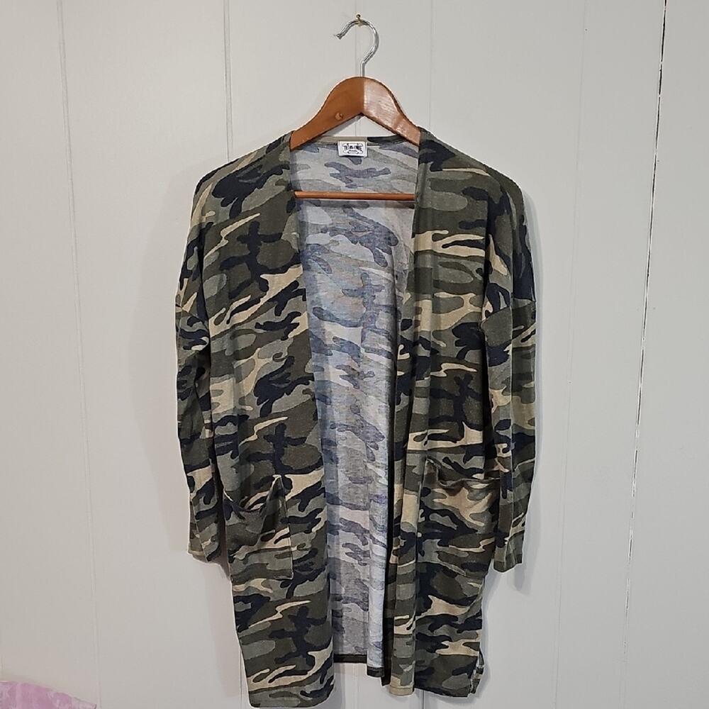 Texas True Camouflage Open Cardigan Womens S Oversized Boho Western  Grunge Punk